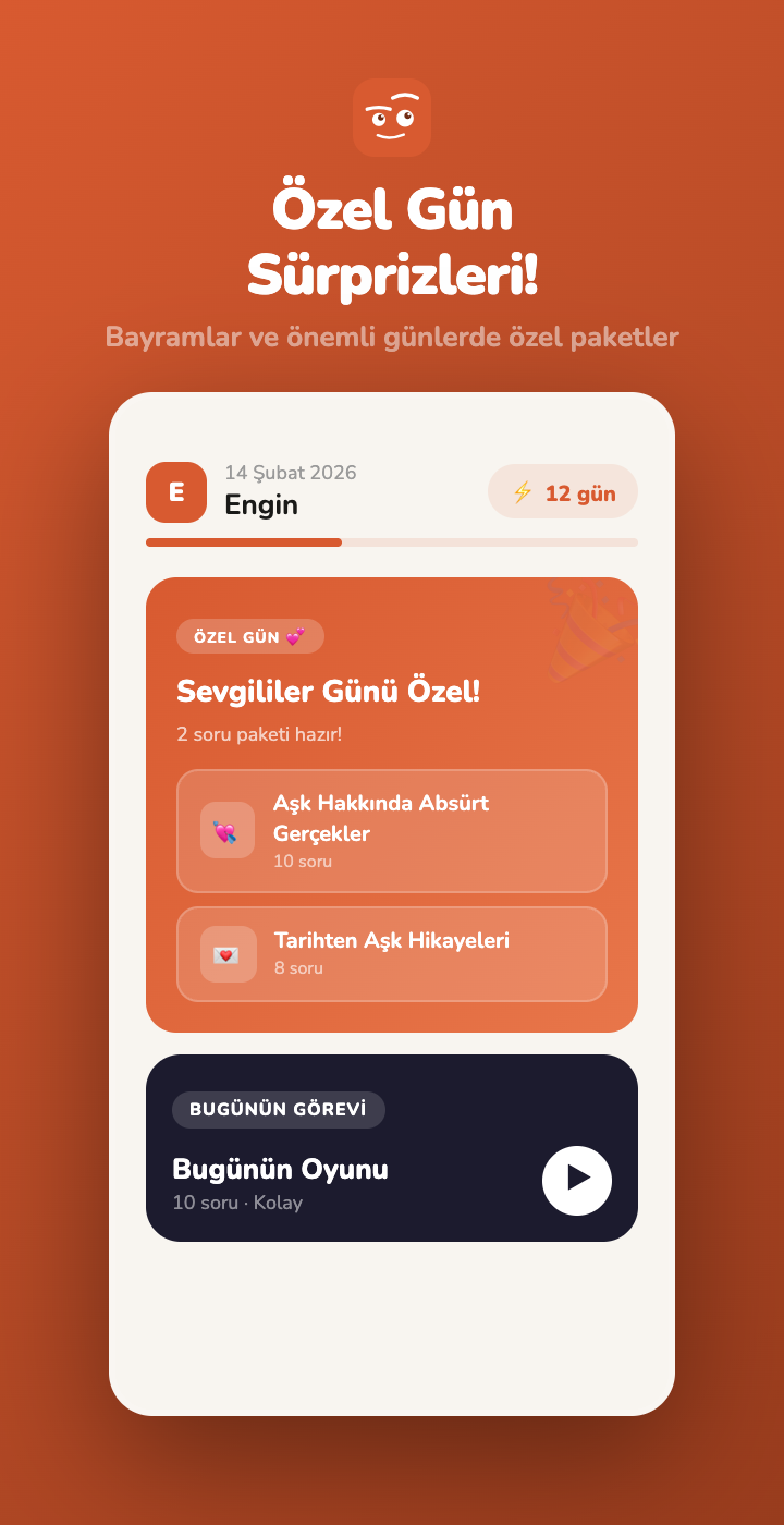 Özel gün paketi sürprizleri
