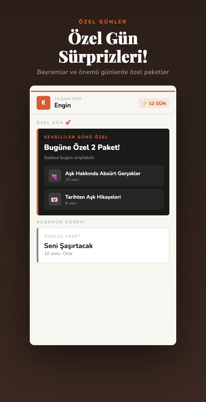 Özel gün paketi sürprizleri